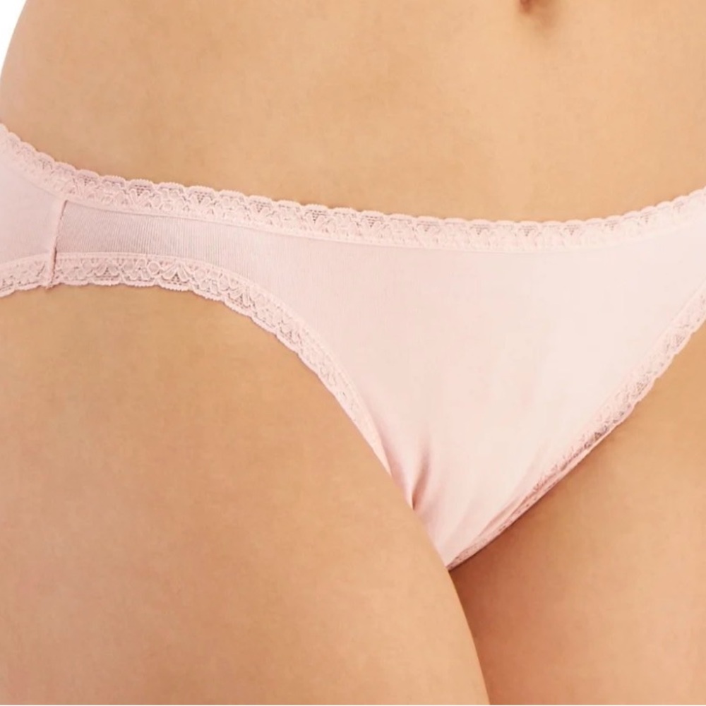 Jenni Light Pink Lace-Trim Bikini Panty set of 3 white/chai dots women’s 3X